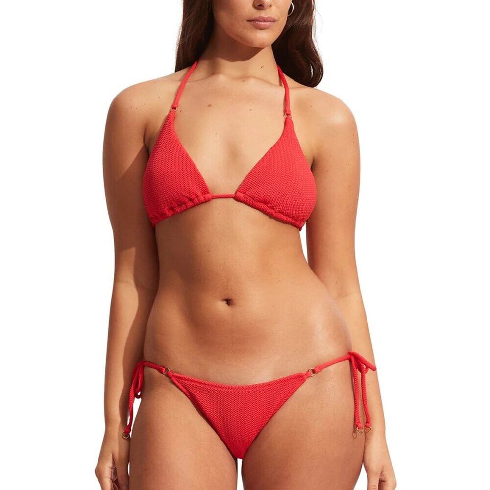 Seafolly Sea Dive Sliding Triangle Bikini Top and  Tie Side Rio Bikini B…